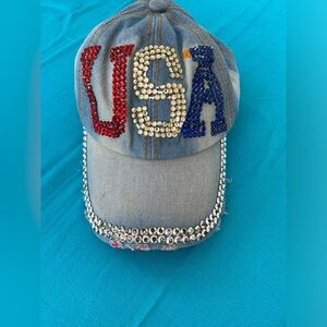 Denim & Rhinestone USA Cap